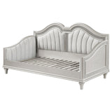 Evangeline Upholstered Twin Daybed with Faux Diamond Trim Silver and Ivory - 360121 - Luna Furniture