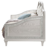 Evangeline Upholstered Twin Daybed with Faux Diamond Trim Silver and Ivory - 360121 - Luna Furniture