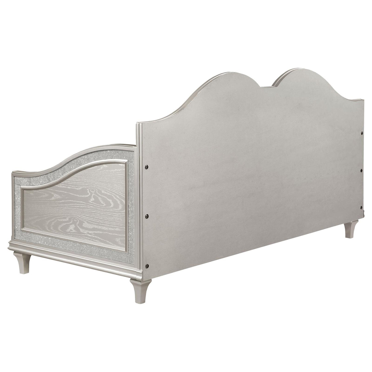 Evangeline Upholstered Twin Daybed with Faux Diamond Trim Silver and Ivory - 360121 - Luna Furniture