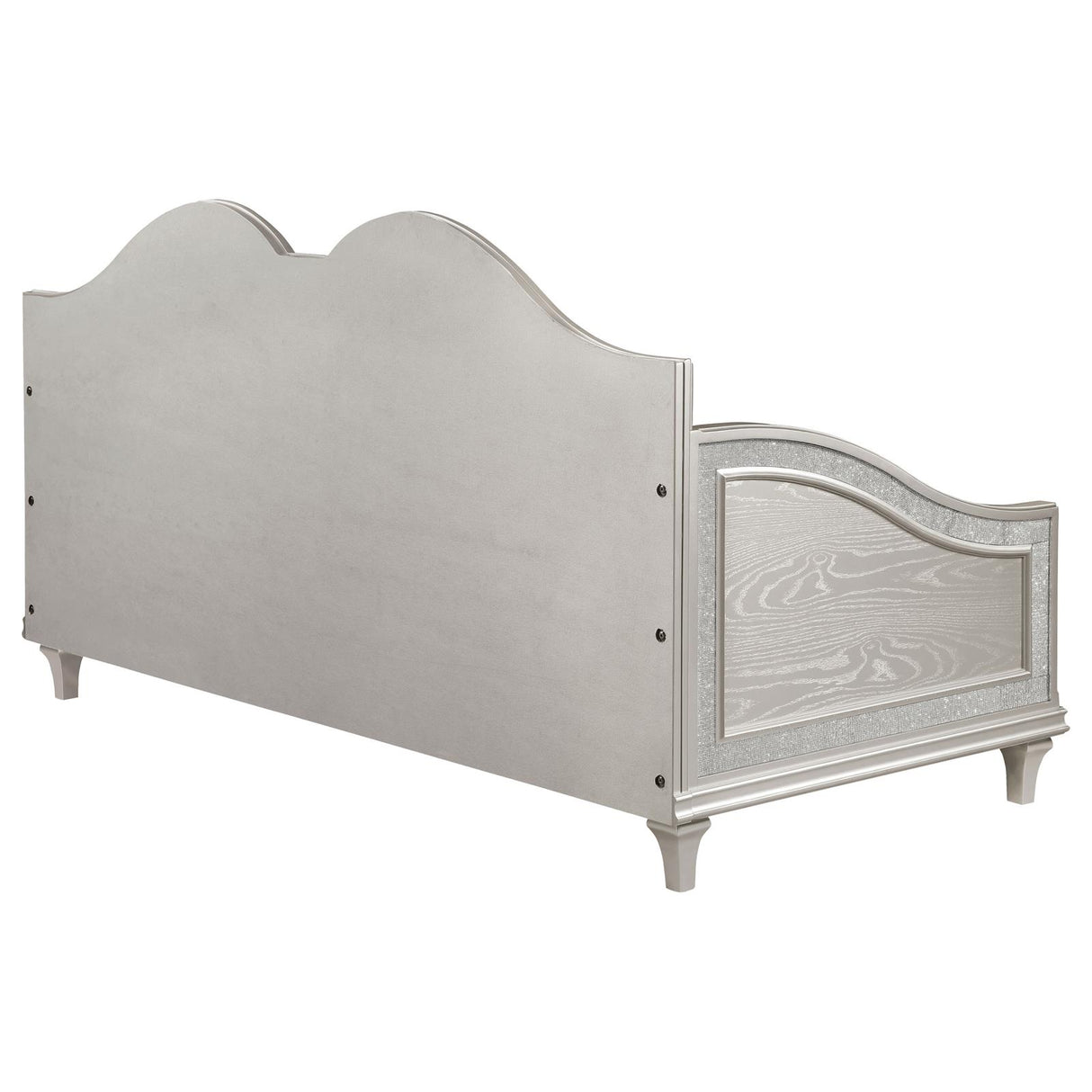 Evangeline Upholstered Twin Daybed with Faux Diamond Trim Silver and Ivory - 360121 - Luna Furniture