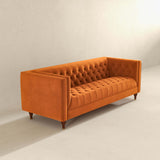 Evelyn Mid Century Modern Burnt Orange Velvet  Luxury Chesterfield Sofa - AFC00330 - Luna Furniture