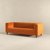 Evelyn Mid Century Modern Burnt Orange Velvet  Luxury Chesterfield Sofa - AFC00330 - Luna Furniture