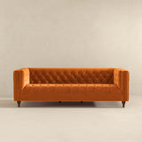 Evelyn Mid Century Modern Burnt Orange Velvet  Luxury Chesterfield Sofa - AFC00330 - Luna Furniture