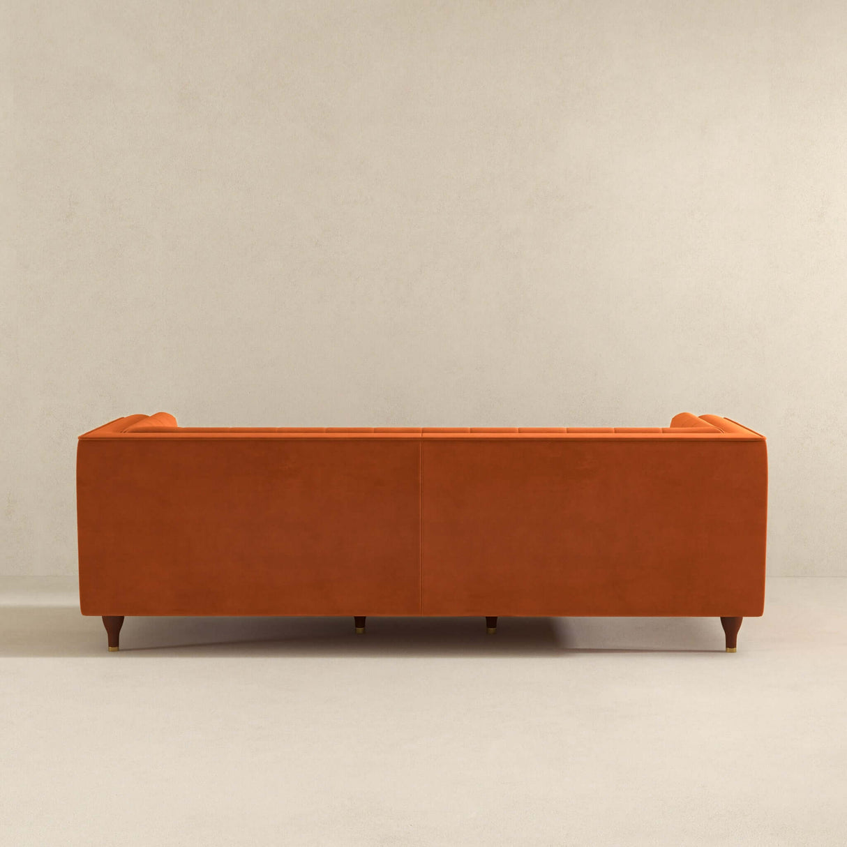 Evelyn Mid Century Modern Burnt Orange Velvet  Luxury Chesterfield Sofa - AFC00330 - Luna Furniture