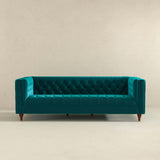 Evelyn Mid Century Modern Teal Velvet  Luxury Chesterfield Sofa - AFC00333 - Luna Furniture