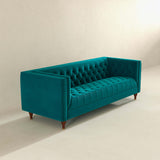 Evelyn Mid Century Modern Teal Velvet  Luxury Chesterfield Sofa - AFC00333 - Luna Furniture