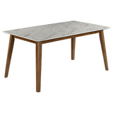 Everett 5-piece Faux Marble Top Dining Table Natural Walnut and Grey from Coaster - Luna Furniture