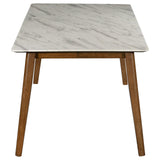 Everett 5-piece Faux Marble Top Dining Table Natural Walnut and Grey from Coaster - Luna Furniture