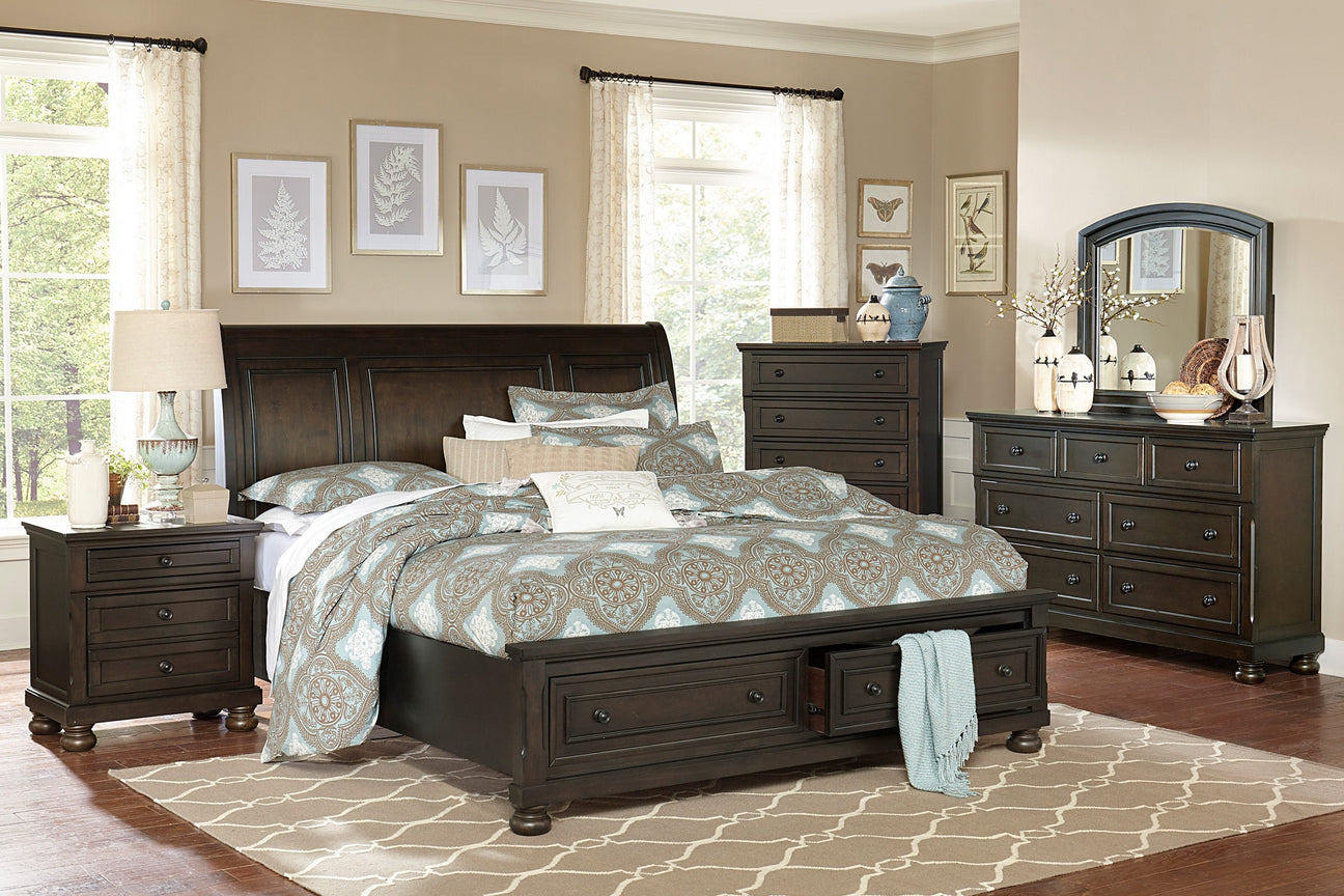 Begonia Grayish Brown Sleigh Storage Platform Bedroom Set from Homelegance - Luna Furniture