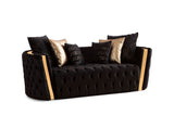 Fanci Black Velvet Living Room Set - FANCIBLACK-SL - Luna Furniture