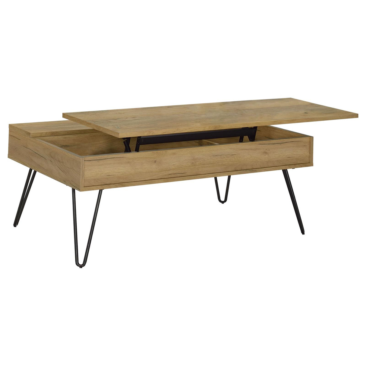 Fanning Golden Oak/Black Lift Top Storage Coffee Table from Coaster - Luna Furniture