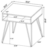 Fanning Square End Table with Open Compartment Golden Oak/Black from Coaster - Luna Furniture