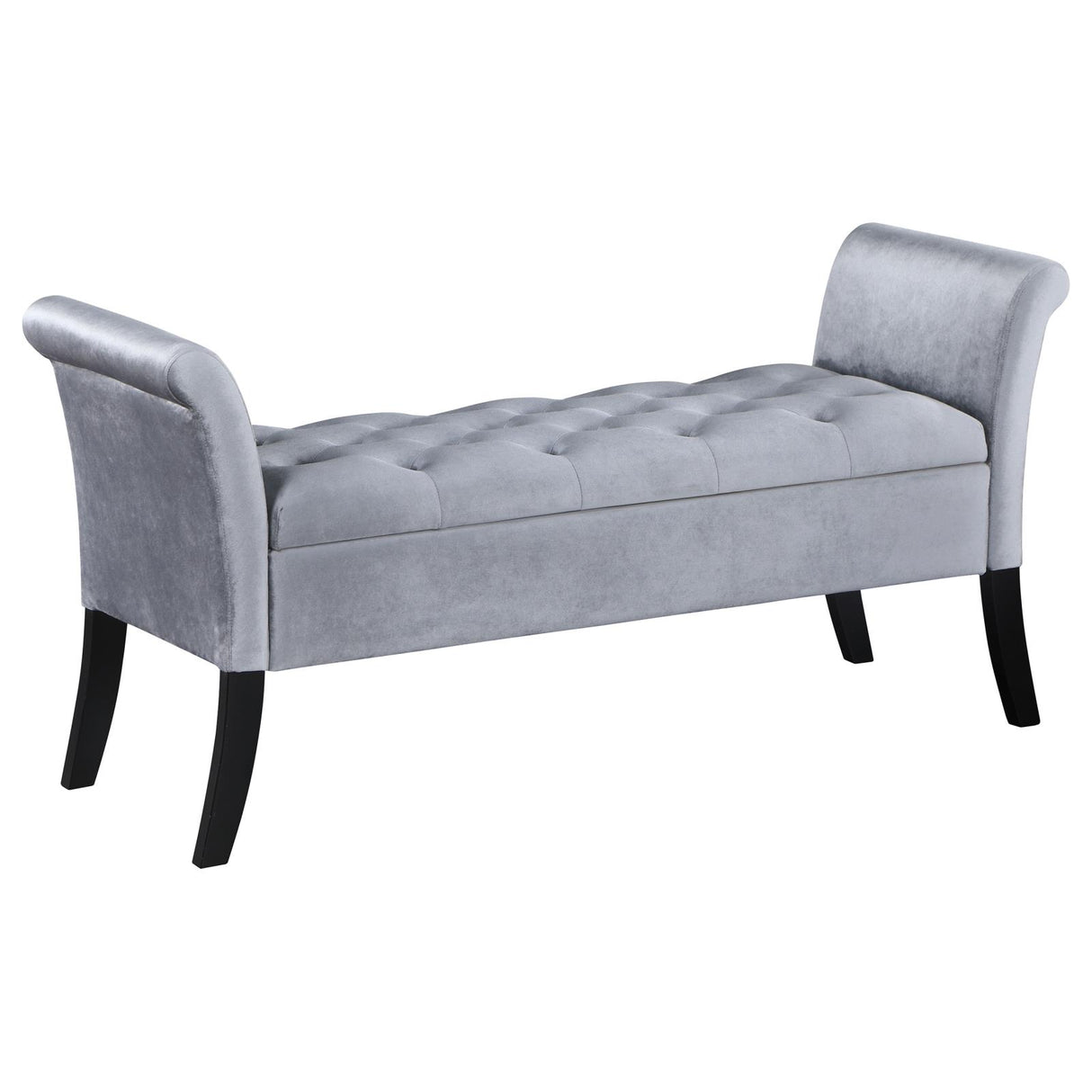 Farrah Silver/Black Upholstered Rolled Arms Storage Bench from Coaster - Luna Furniture