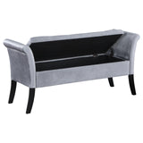 Farrah Silver/Black Upholstered Rolled Arms Storage Bench from Coaster - Luna Furniture