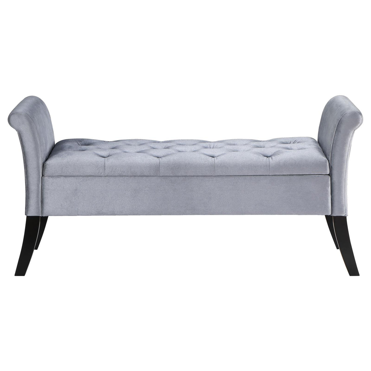 Farrah Silver/Black Upholstered Rolled Arms Storage Bench from Coaster - Luna Furniture