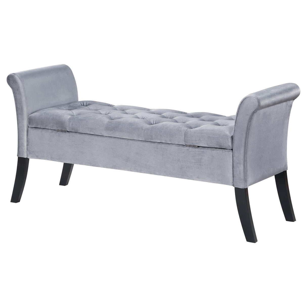 Farrah Silver/Black Upholstered Rolled Arms Storage Bench from Coaster - Luna Furniture