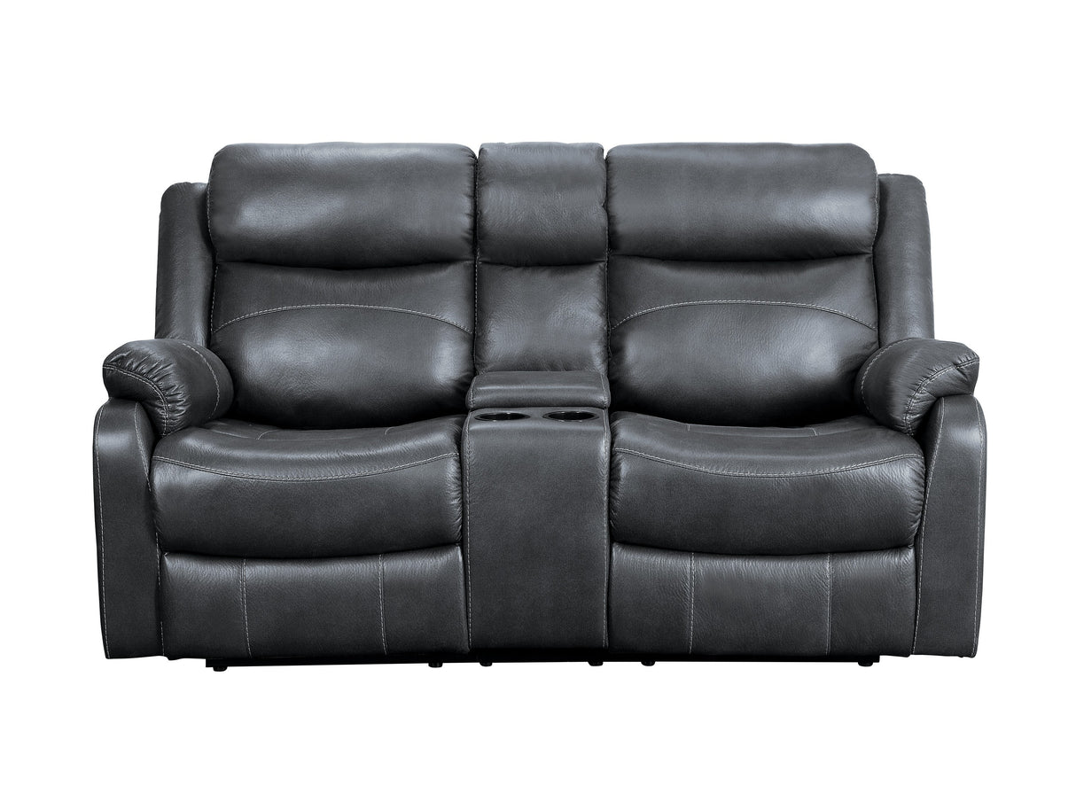 Yerba Gray Microfiber Double Lay Flat Reclining Loveseat from Homelegance - Luna Furniture