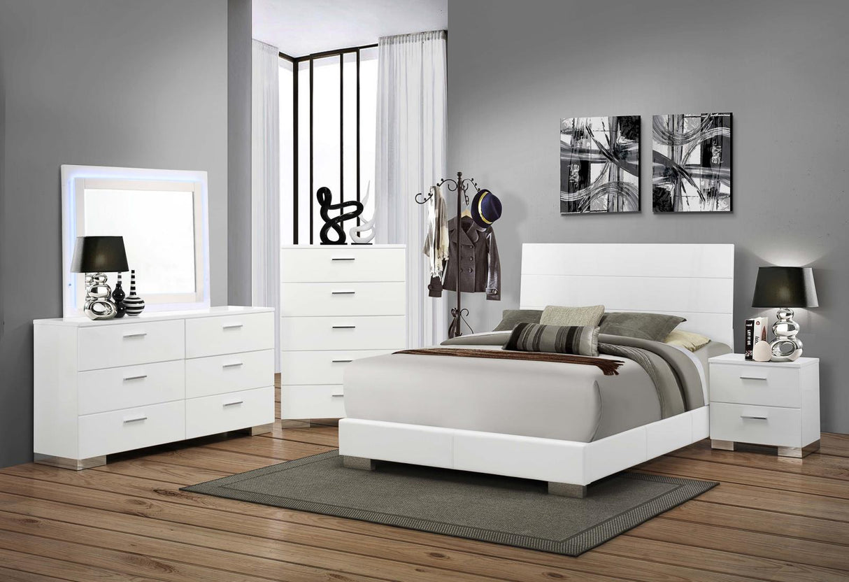 Felicity Glossy White 5-Piece California King Bedroom Set from Coaster - Luna Furniture