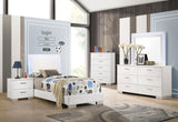 Felicity Glossy White 5-Piece Twin Bedroom Set with LED Lighting from Coaster - Luna Furniture