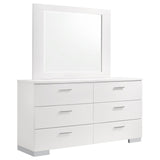 Felicity 6-drawer Dresser with Mirror Glossy White - 203503M - Luna Furniture