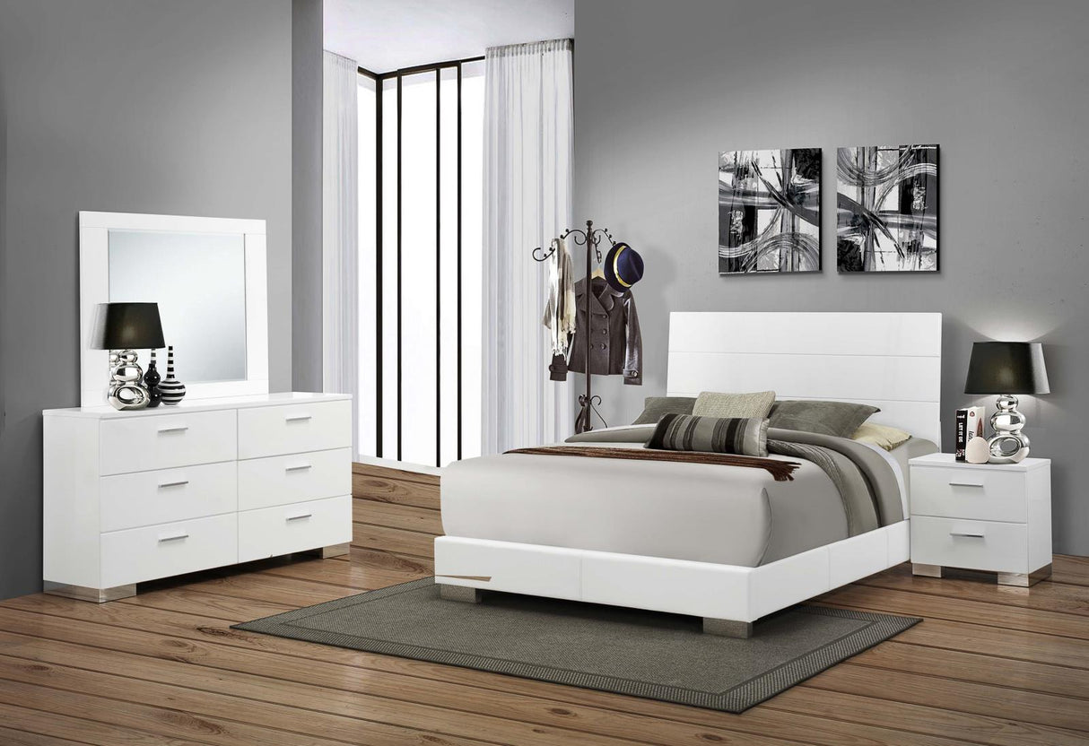 Felicity Panel Bedroom Set Glossy White - 203501KE-S4 - Luna Furniture