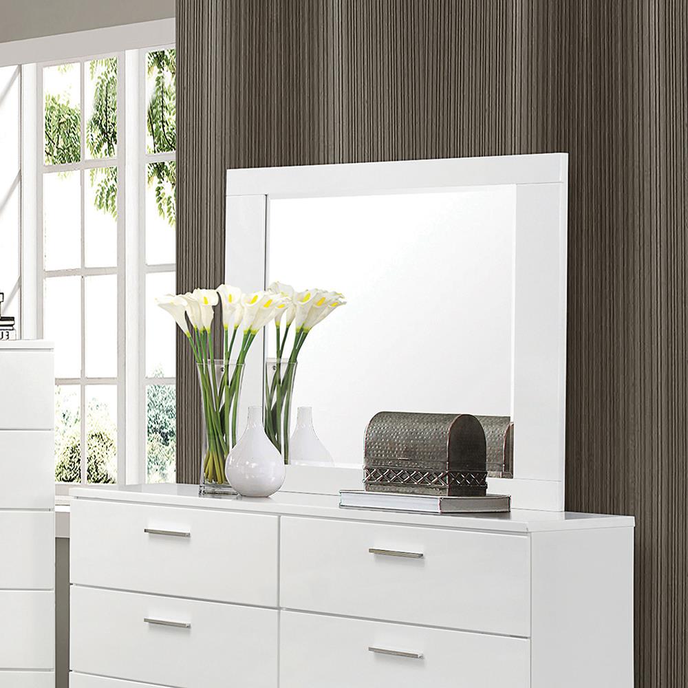 Felicity Glossy White Rectangle Dresser Mirror from Coaster - Luna Furniture