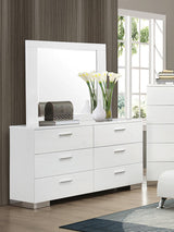 Felicity Glossy White Rectangle Dresser Mirror from Coaster - Luna Furniture