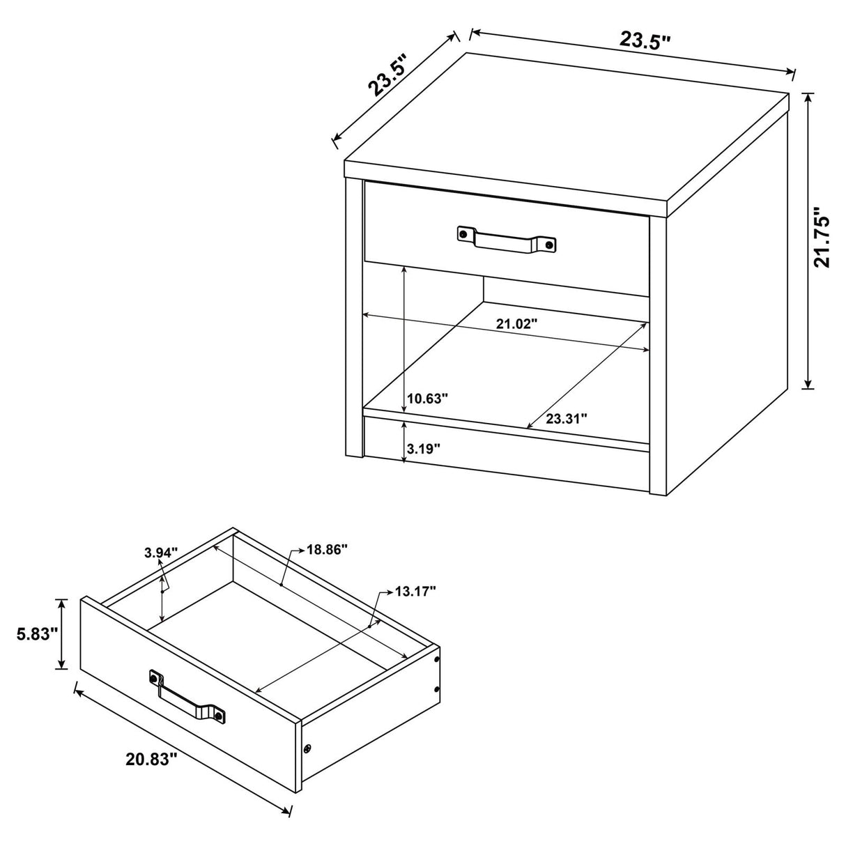 Felix 1-drawer Square Engineered Wood End Table Grey Driftwood - 707727 - Luna Furniture