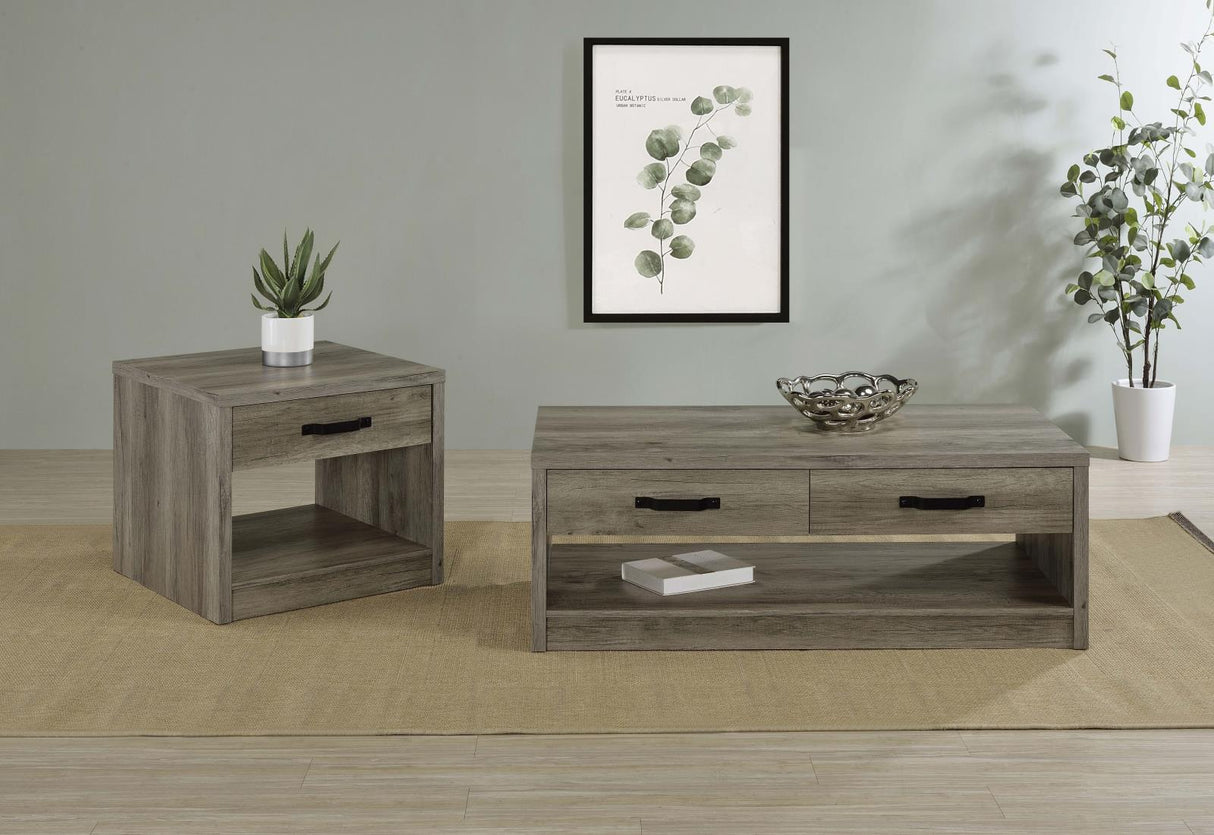 Felix 1-drawer Square Engineered Wood End Table Grey Driftwood - 707727 - Luna Furniture