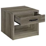 Felix 1-drawer Square Engineered Wood End Table Grey Driftwood - 707727 - Luna Furniture