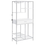 Figueroa 5-shelf Wine Cabinet with Storage Drawer White High Gloss and Chrome from Coaster - Luna Furniture