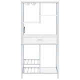 Figueroa 5-shelf Wine Cabinet with Storage Drawer White High Gloss and Chrome from Coaster - Luna Furniture