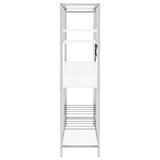 Figueroa 5-shelf Wine Cabinet with Storage Drawer White High Gloss and Chrome from Coaster - Luna Furniture