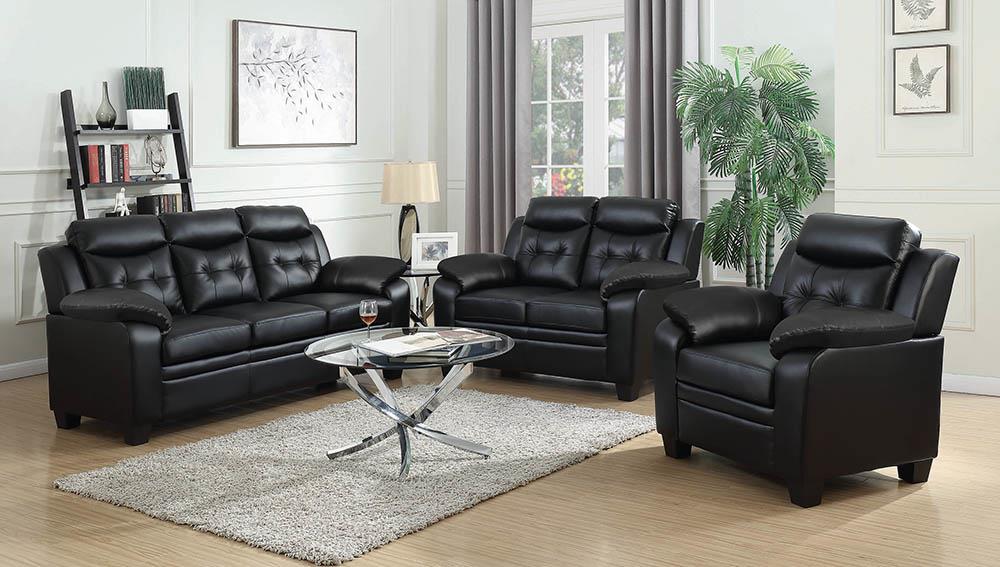 Finley Tufted Upholstered Sofa Black - 506551 - Luna Furniture