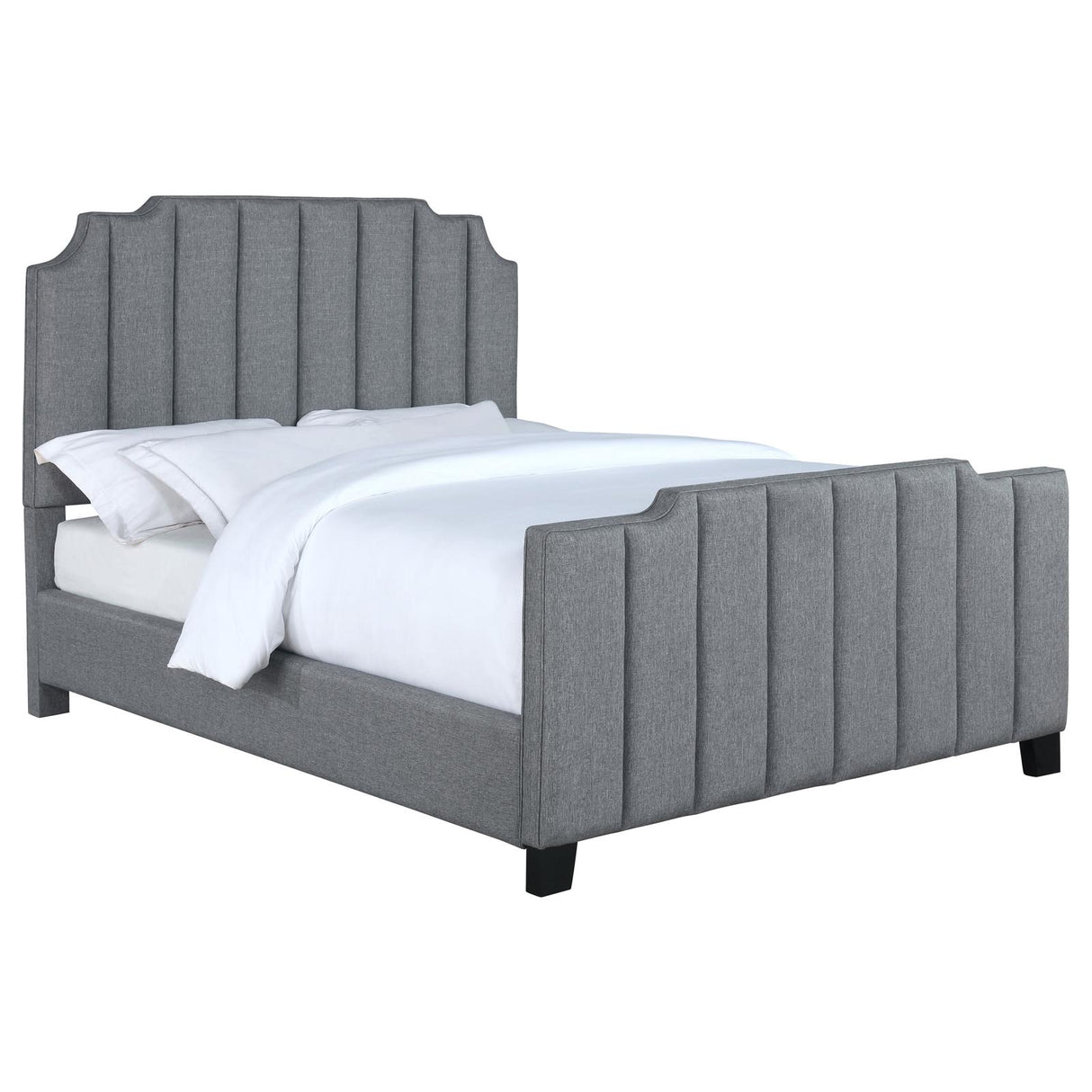 Fiona Upholstered Panel Bed Light Gray from Coaster - Luna Furniture