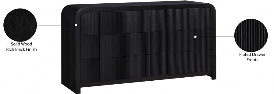 Fluted Dresser Black from Meridian - Luna Furniture