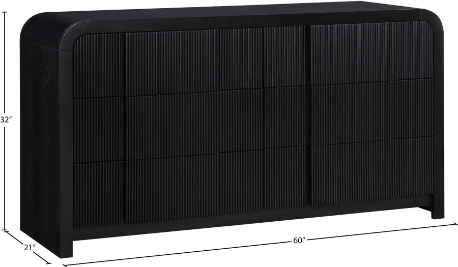 Fluted Dresser Black from Meridian - Luna Furniture