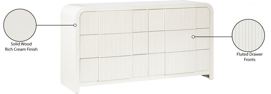 Fluted Dresser Cream from Meridian - Luna Furniture