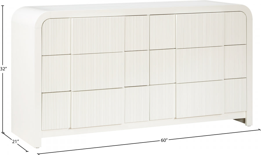 Fluted Dresser Cream from Meridian - Luna Furniture