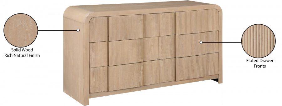 Fluted Dresser Natural from Meridian - Luna Furniture