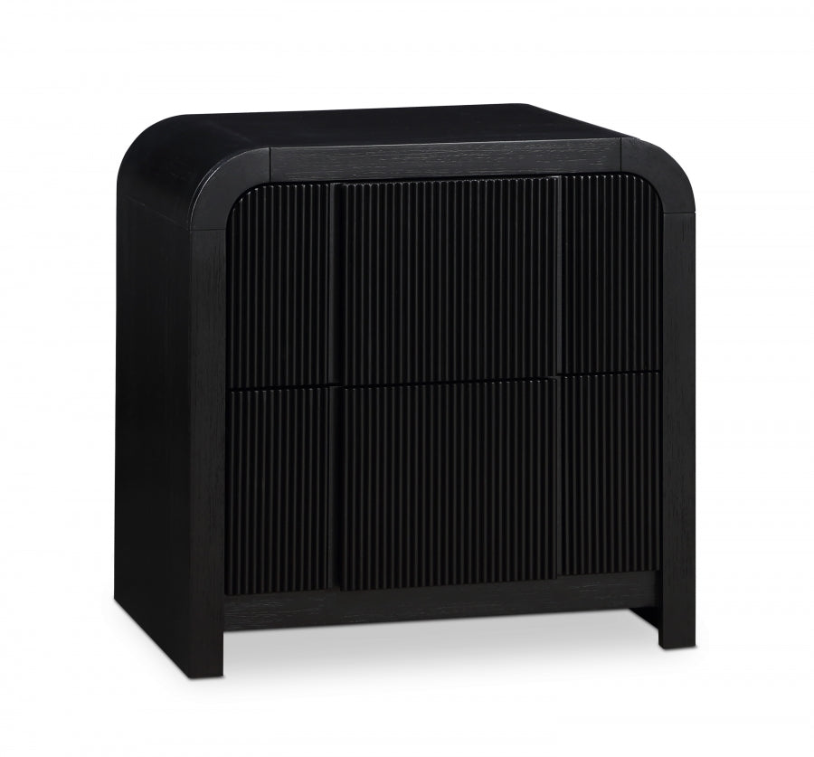 Fluted Nightstand Black from Meridian - Luna Furniture