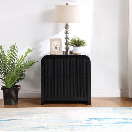 Fluted Nightstand Black from Meridian - Luna Furniture