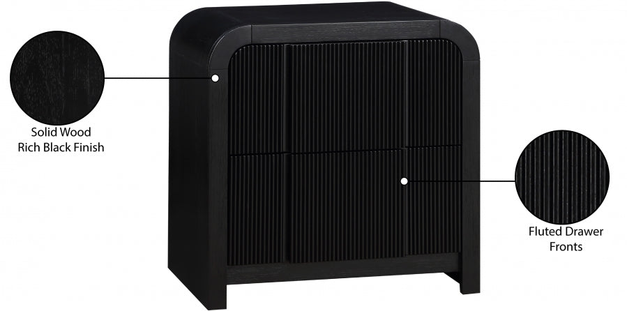 Fluted Nightstand Black from Meridian - Luna Furniture