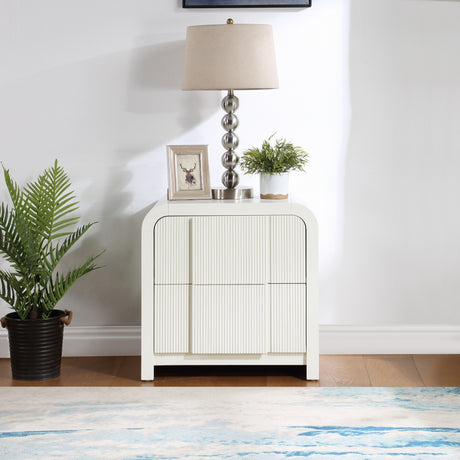 Fluted Nightstand Cream from Meridian - Luna Furniture