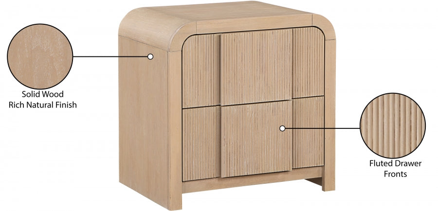 Fluted Nightstand Natural from Meridian - Luna Furniture