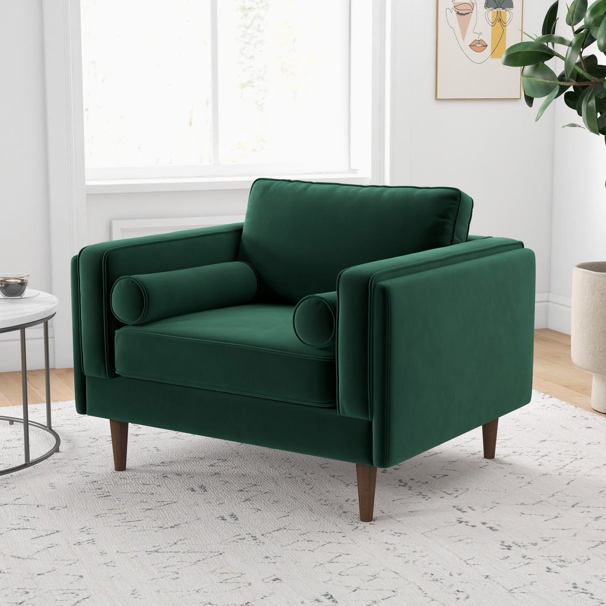 Fordham Lounge Chair (Green Velvet) - MDM01812 - Luna Furniture