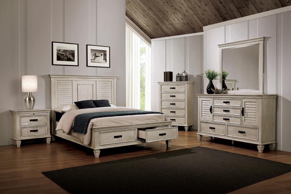 Franco Antique White 4-Piece Queen Storage Bedroom Set from Coaster - Luna Furniture