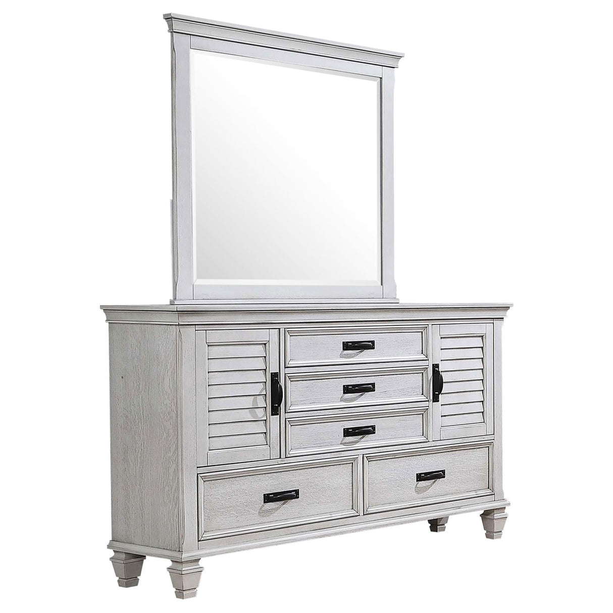 Franco 5-drawer Dresser with Mirror Antique White from Coaster - Luna Furniture