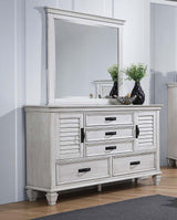 Franco 5-drawer Dresser with Mirror Antique White from Coaster - Luna Furniture