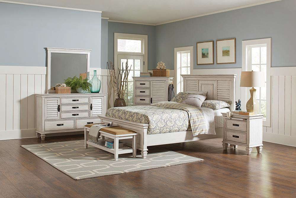 Franco Antique White 5-Piece Eastern King Storage Bedroom Set from Coaster - Luna Furniture